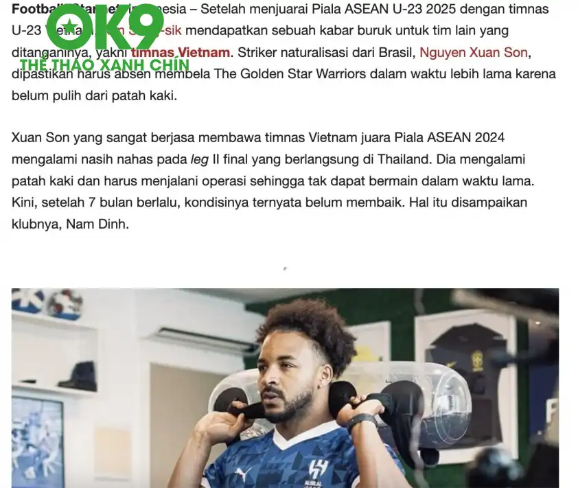 Truyền thông Indonesia quan tâm đến chấn thương của Xuân Son Truyền thông Indonesia quan tâm đến chấn thương của Xuân Son